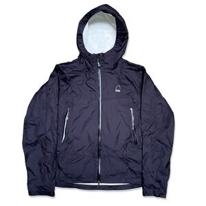 Sierra Designs Hooded Rain Jacket Black Waterproof Full Zip Packable Mens Medium